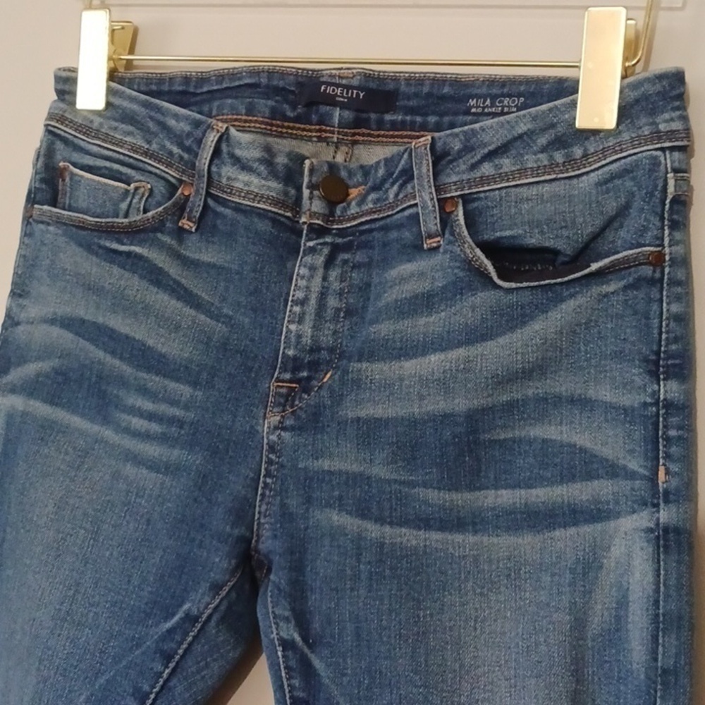 Fidelity Denim Mila Crop 9 Year Aged, Mid Rise Skinny Jeans, Size 31 - Picture 3 of 16